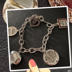 LC Lauren Conrad Charm/pictures Bracelet - Silver/Garnet 7 inch